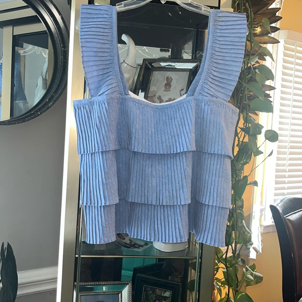 J.Crew, large blue and white summer top great condition one once